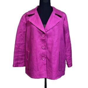 Talbots Linen Blazer Women Size 16 Petite Pink Office Lined Barbiecore